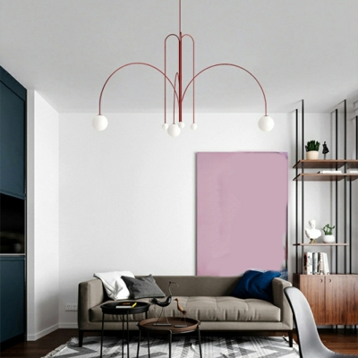 Modern Molecular Chandelier Lighting Fixtures White Glass 6-Light for Living Room
