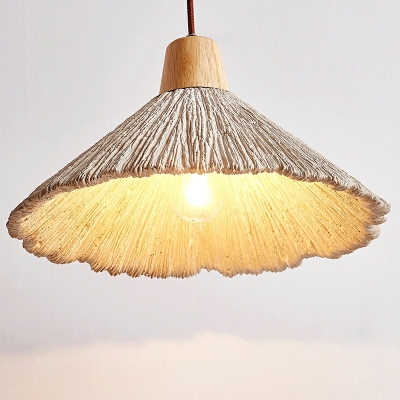 Modern Wood Suspension Pendant Light 1-Light Cone for Bed Room