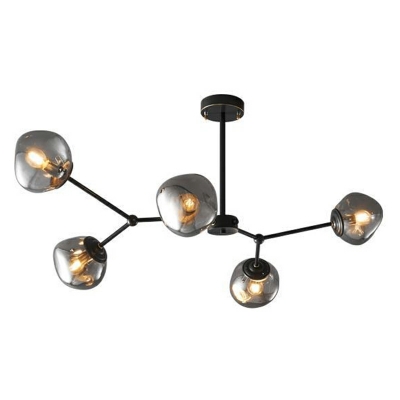 Black Geometric Sputnik Chandelier with Clear Glass Shades Modern Style 25 Inch & Above