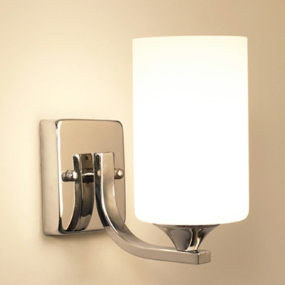 Elegant Frosted Glass 1-Light Modern Wall Sconce with White Shade