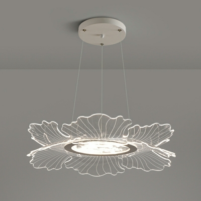 Modern 1-Light Chandelier with Clear Acrylic Shade and Adjustable Hanging Length - LED Bulbs