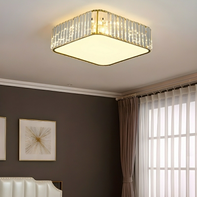 Modern Geometric Flush Mount Ceiling Light with Clear Crystal Shade, 5 Lights