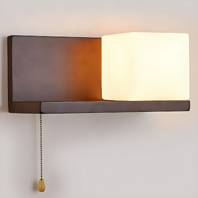 Modern Glass 1-Light Hardwired Wall Sconce with White Glass Shade