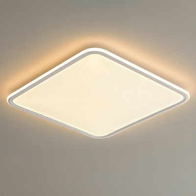 Modern Square Flush Mount Ceiling Light with Remote Control Stepless Dimming and White Acrylic Shade