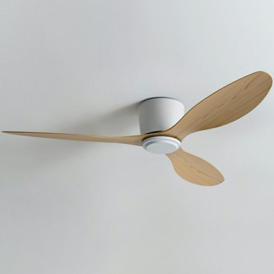 Modern Standard Ceiling Fan with Remote and Wall Control 3 Wood Blades and Dimmable LED Light