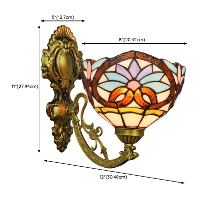 Multi-Color Stained Glass Tiffany Vanity Light with Up & Down Shade for Residential Use