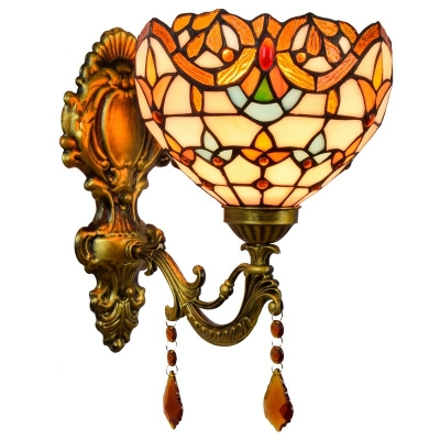 Tiffany Style Traditional Wall Light Domed Shade 1 Head Stained Glass Wall Light