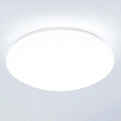 White Circle Flush Mount Modern Ceiling Light with LED Bulbs and Plastic Shade