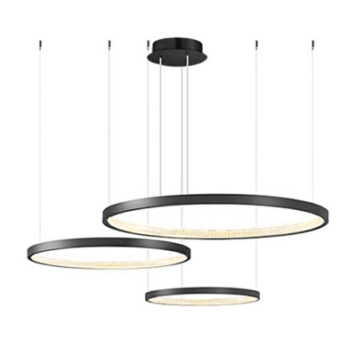 Black Modern LED Chandelier with Stepless Dimming and Acrylic Shades