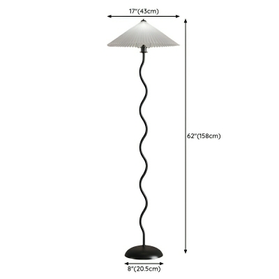 Contemporary Metal Floor Lamp with Fabric Shade and Rocker Switch