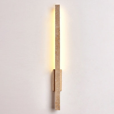 Modern Beige Stone Linear Vanity Light with Warm LED for Dining Room, Living Room, and Kitchen