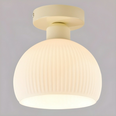Modern Geometric Semi-Flush Mount Ceiling Light with White Glass Shade - 1 Light