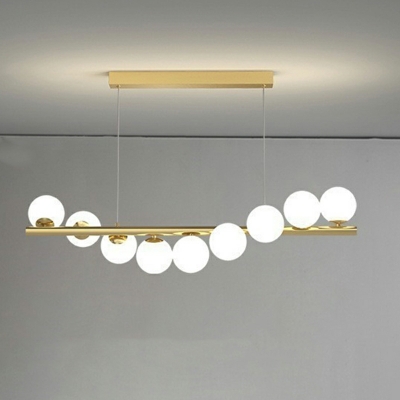 Modern Gold Island Light with Adjustable Hanging Length and Globe Glass Shades