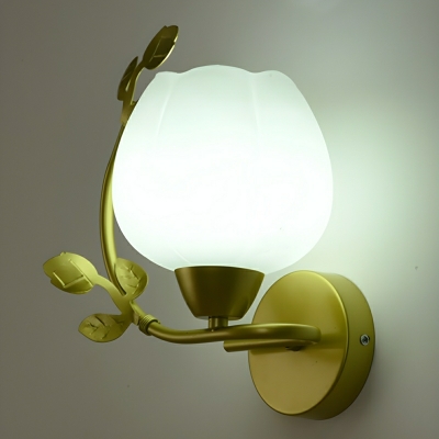 Modern Green Glass Wall Sconce with Frosted Shade and Ambient Lighting