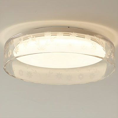 Modern LED Flush Mount Ceiling Light with Clear Glass Circle Shade, Third Gear Color Temperature