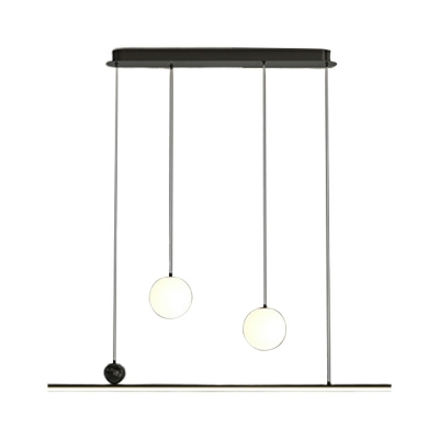 Modern Linear Island Light with Adjustable Hanging Length and Iron Shade - 2 Lights