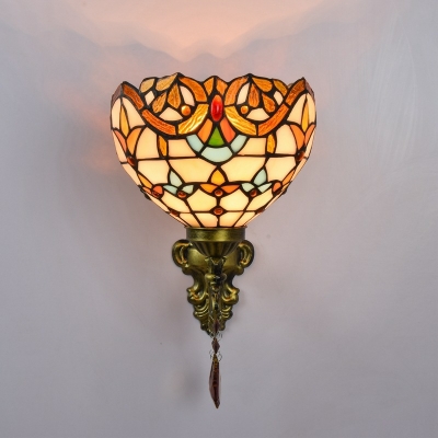 Tiffany Style Traditional Wall Light Domed Shade 1 Head Stained Glass Wall Light