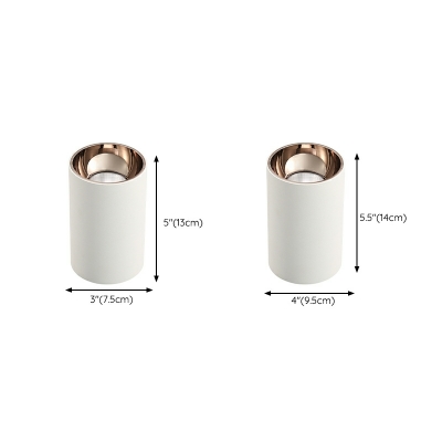 White Modern Cylinder Flush Mount Ceiling Light with LED Bulb - Downward Shade