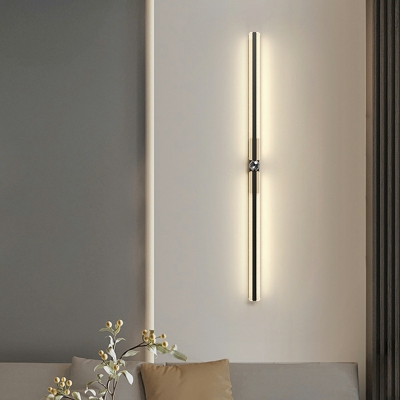 Modern Black Linear Wall Sconce with White Acrylic Shade for Residential Use