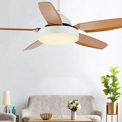 Modern Ceiling Fan with Remote and Wall Control 5 Blades and Integrated LED Light