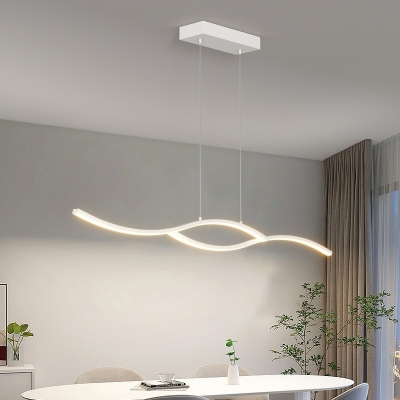 Modern Linear Island Light with Adjustable Hanging Length and LED Bulbs