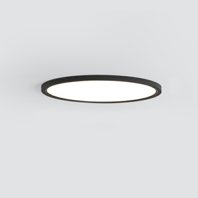 Modern Metal Flush Mount Ceiling Light with White Acrylic Shade - 1 Light, Circle Shape