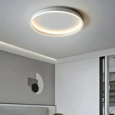 Modern White Circle LED Flush Mount Ceiling Light with Silica Gel Shade