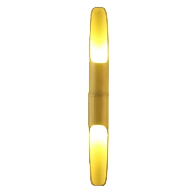 Modern Yellow Bamboo Linear Wall Sconce with White Up & Down Shade