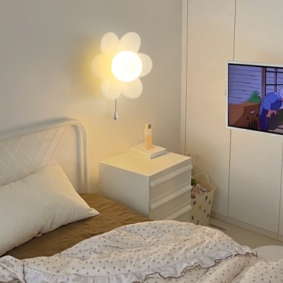 White Kids' Wall Lamp with Acrylic Shade and Hardwired Power Source