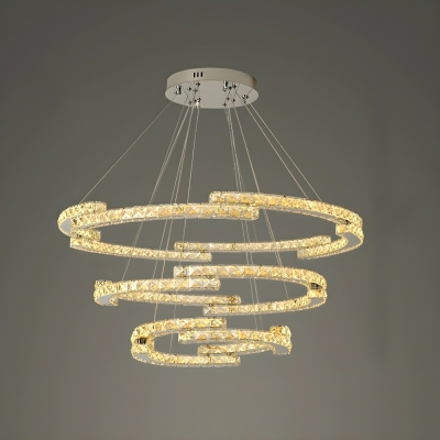 Elegant Crystal Wheel Tier Chandelier in Three Color Light with Adjustable Hanging Length