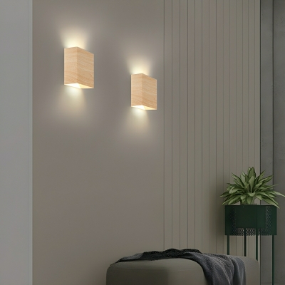 Geometric Wood LED Wall Lamp with Up & Down Lighting for Modern Home Decor