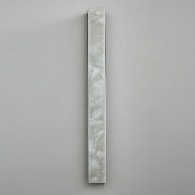 Hardwired Modern Black Linear 1-Light Wall Sconce with White Stone Shade