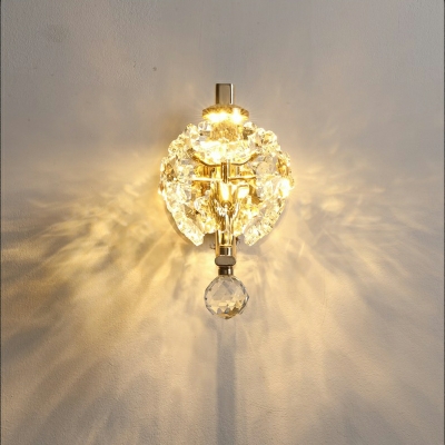 Hardwired Traditional Gold Wall Lamp with Clear Crystal Shade - Third Gear Color Temperature