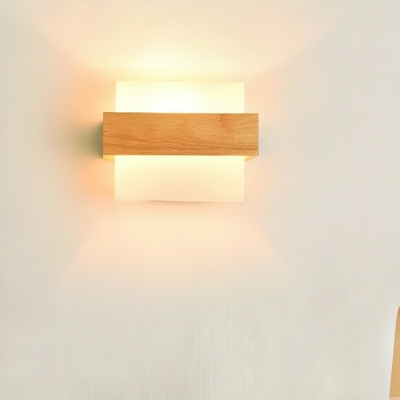 Modern Frosted White 1-Light Geometric Wall Sconce with White Glass Shade