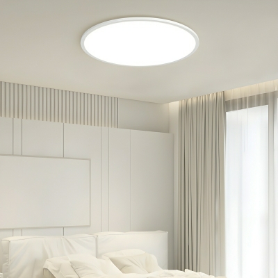Modern LED Circle Flush Mount Ceiling Light with White Aluminum Shade