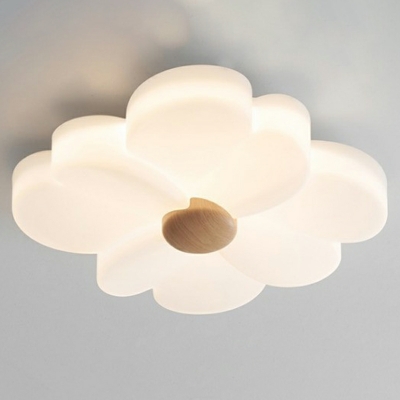 Modern White Geometric Flush Mount Ceiling Light with Ambient White Glass Shade