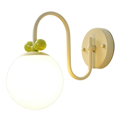 Modern White Glass 1-Light Globe Wall Sconce with Frosted Shade
