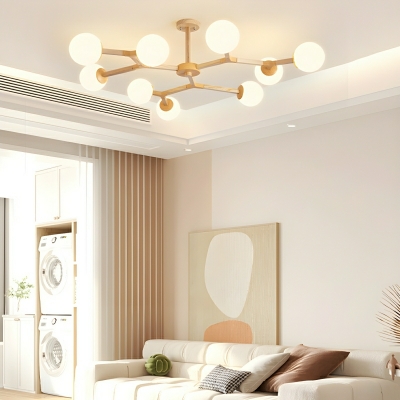 Modern White Glass Globe Chandelier - LED/Incandescent/Fluorescent Lights