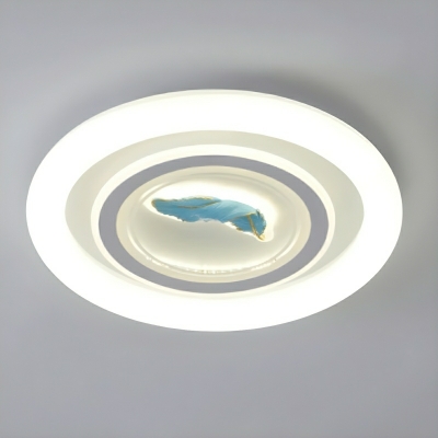 Circle LED Flush Mount Close To Ceiling Light with Metal Shade for Modern Home Decor