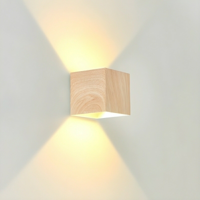 Geometric Wood LED Wall Lamp with Up & Down Lighting for Modern Home Decor