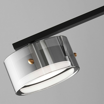 Modern Black Glass Island Light with Adjustable Hanging Length and LED Lights