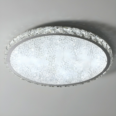 Modern Chrome LED Crystal Flush Mount Ceiling Light - Clear Crystal Shade
