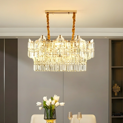 Modern Gold Chandelier with Clear Crystal Shades and LED Compatible Light Type
