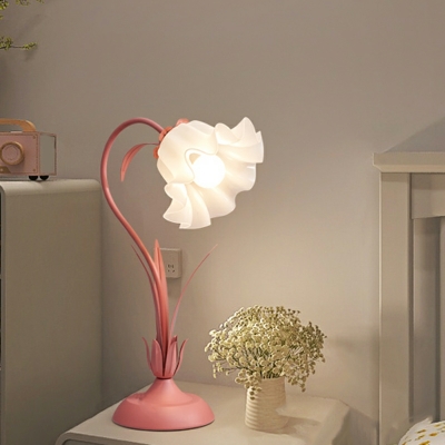 Modern Plug-In Electric Table Lamp with White Glass Shade for Bedside or Standard Use