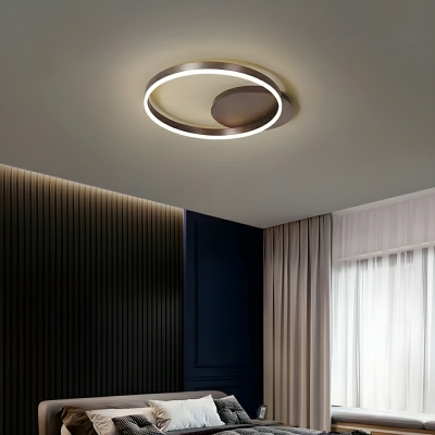Modern White Wheel Circle LED Bulbs Semi-Flush Mount Close To Ceiling Light