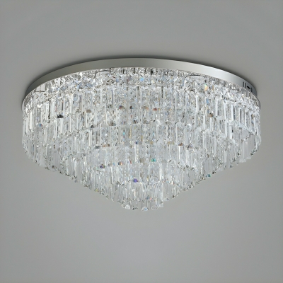 Silver Modern LED Flush Mount Ceiling Light with Crystal Shade