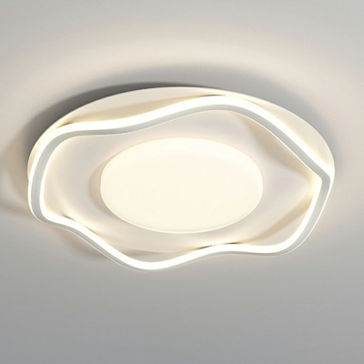 White Modern Flush Mount Ceiling Light with 2 LED Bulbs - Ambient Acrylic Shade