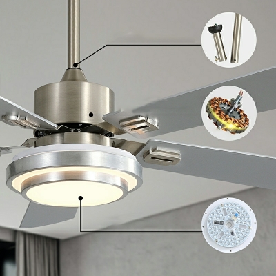 LED Contemporary Pendant Light  Wrought Iron Ceiling Fan Light in Silver