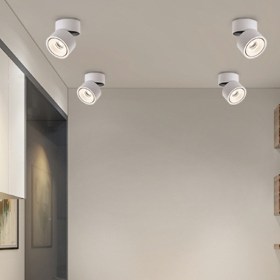 Modern Cylinder Flush Mount Ceiling Light with LED Bulbs - 1 Light, Downward Shade