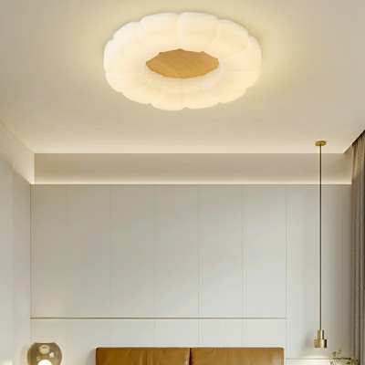 Modern Geometric Flush Mount Ceiling Light 1 Light, White Glass Shade 20-24 Inch Size